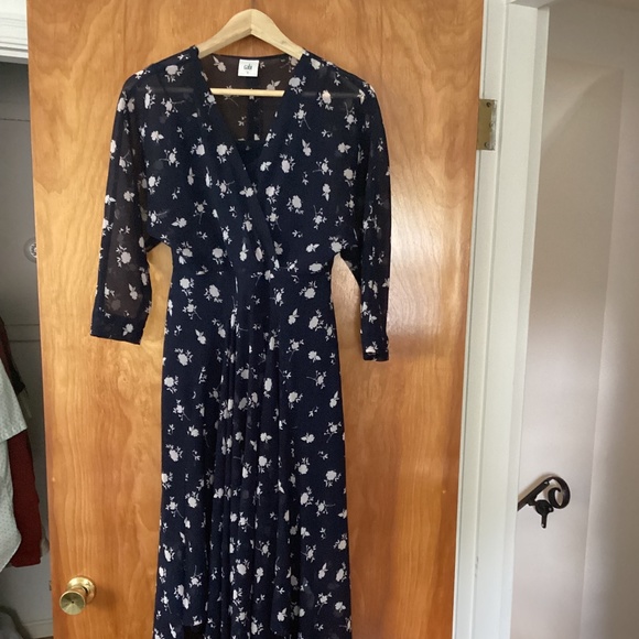 Cabi floral print midi dress with blue slip - Picture 1 of 4